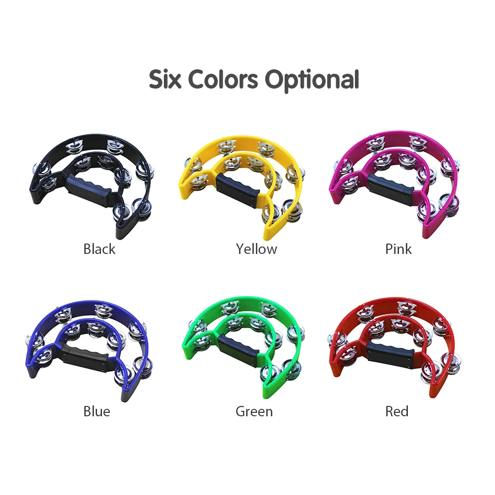 Round Percussion Double Row Handbell Tambourine Double Half Moon Tambourine Percussion Drum Party Game for Baby Toy Gift