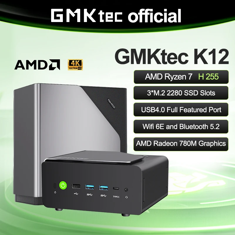 GMKtec ミニ PC K12 Nucbox AMD Ryzen ™ 7H 255 WiFi 6 BT 5.2