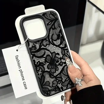 black lace iphone case Black Lace Pattern Phone Case For iPhone Shockproof Soft Cover 1