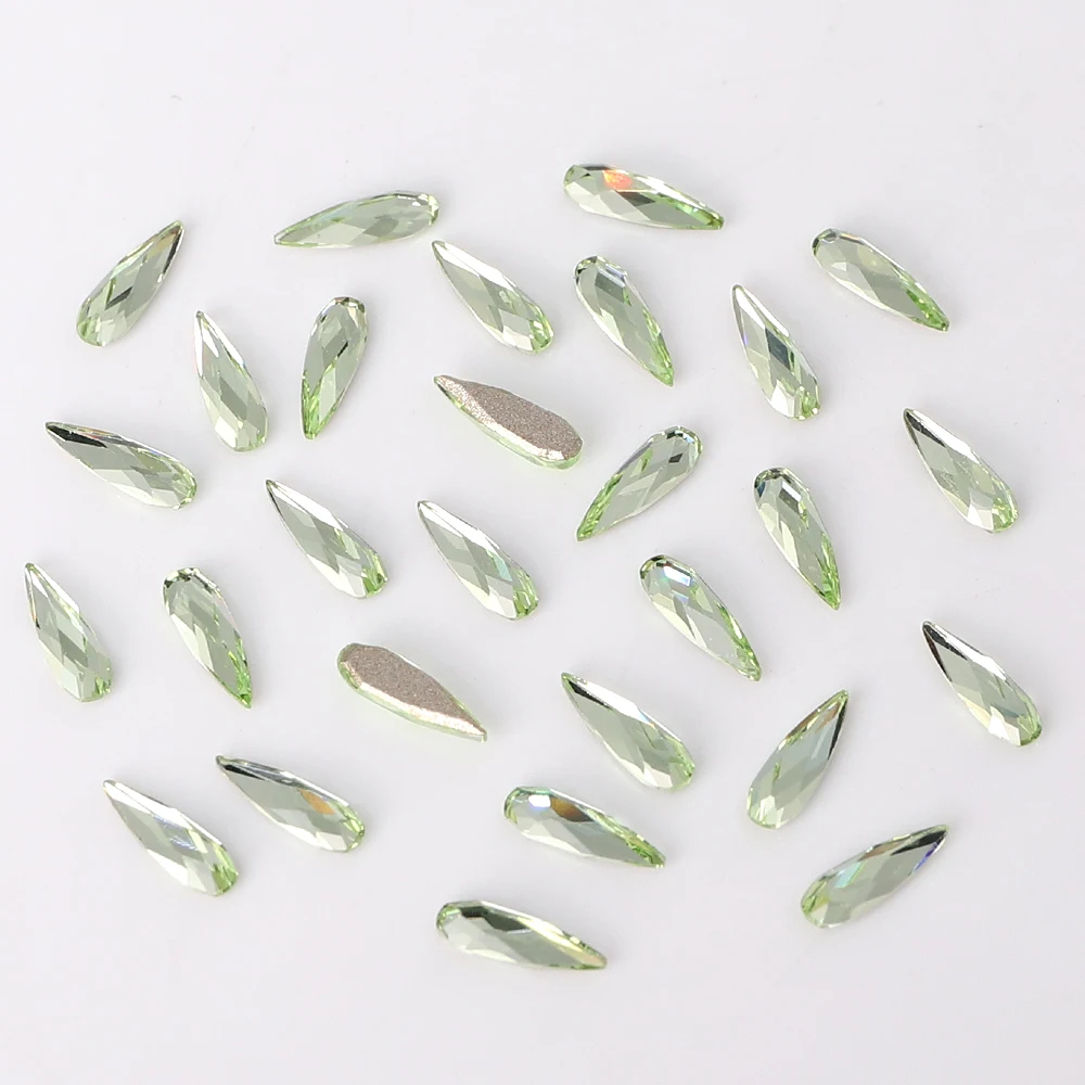 50pcs 2x6mm Wasser tropfen Nagel Strass Flatback Glas umgekehrte Kante Diamant Edelsteine 3D Glitter Nail Art Dekorationen – Detail 13