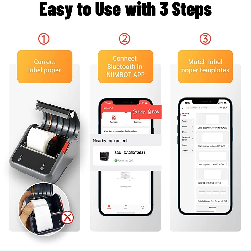 Impressora Térmica Portátil Código de Barras Auto-adesivo Etiqueta de Bolso Mini Sticker Maker Jóias Vestuário Commercia Niimbot-b3s - Imagem 2