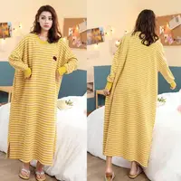 Women's Spwear Long Sve Striped Home Clothes Midi Dr Loose plus Size Spring Summer New Arrival Sweet Sle Printed - Image 3