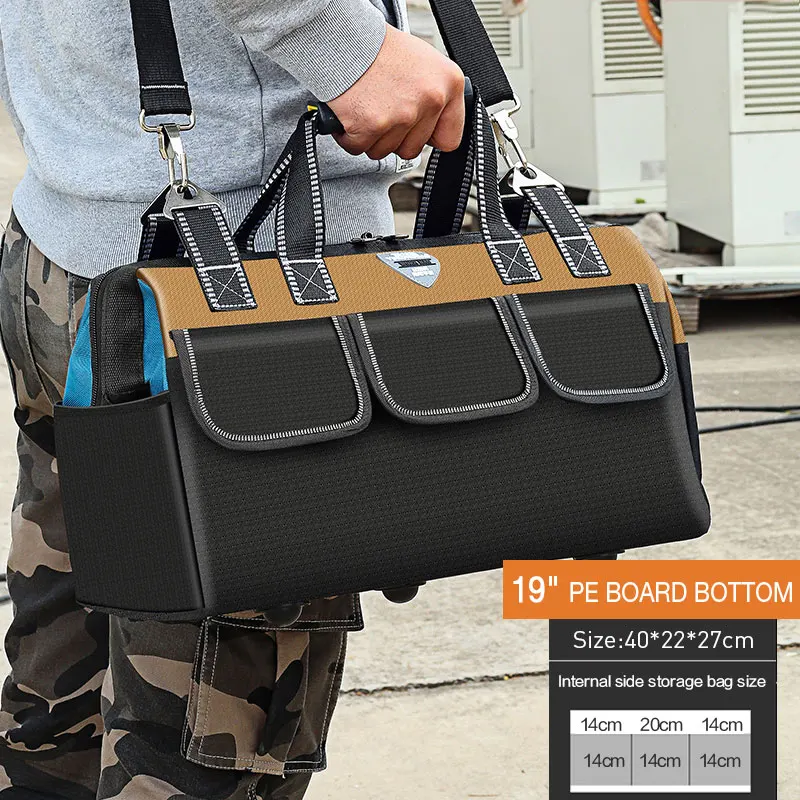 rolling tool bag Multi-Function Tool Bag 1680D Oxford Cloth Electrician Bag, Multi-Pocket Waterproof Anti-Fall Storage Bag best tool chest Tool Storage Items