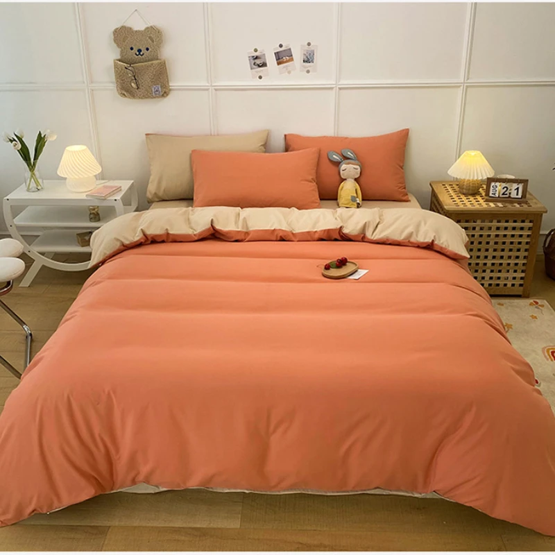 Solid Color Quilt Cover Single Double Duvet Cover Grey King Size Comforter High Quality Skin Friendly Fabric Bedding