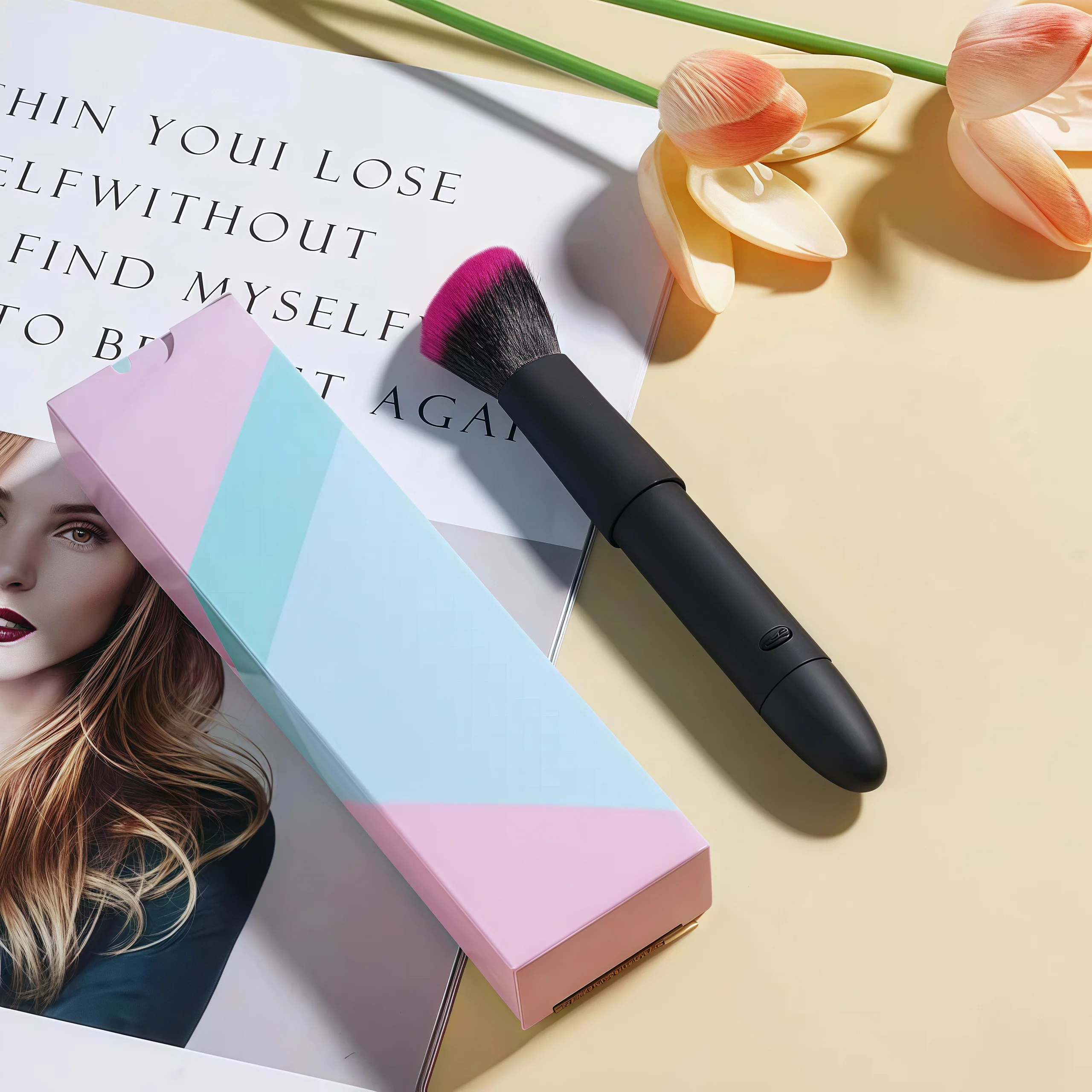 Electric Makeup Brush 10 Gears Rechargeable Multifunctional Blush Brush Face Brush Comfortable Soft for Home Travel Makeup