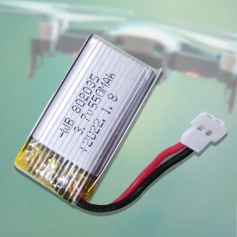 Batterie Lithium 3.7V 550mAh pour Drone, Voiture RC et Mini-Avion, vue de profil avec épaisseur.