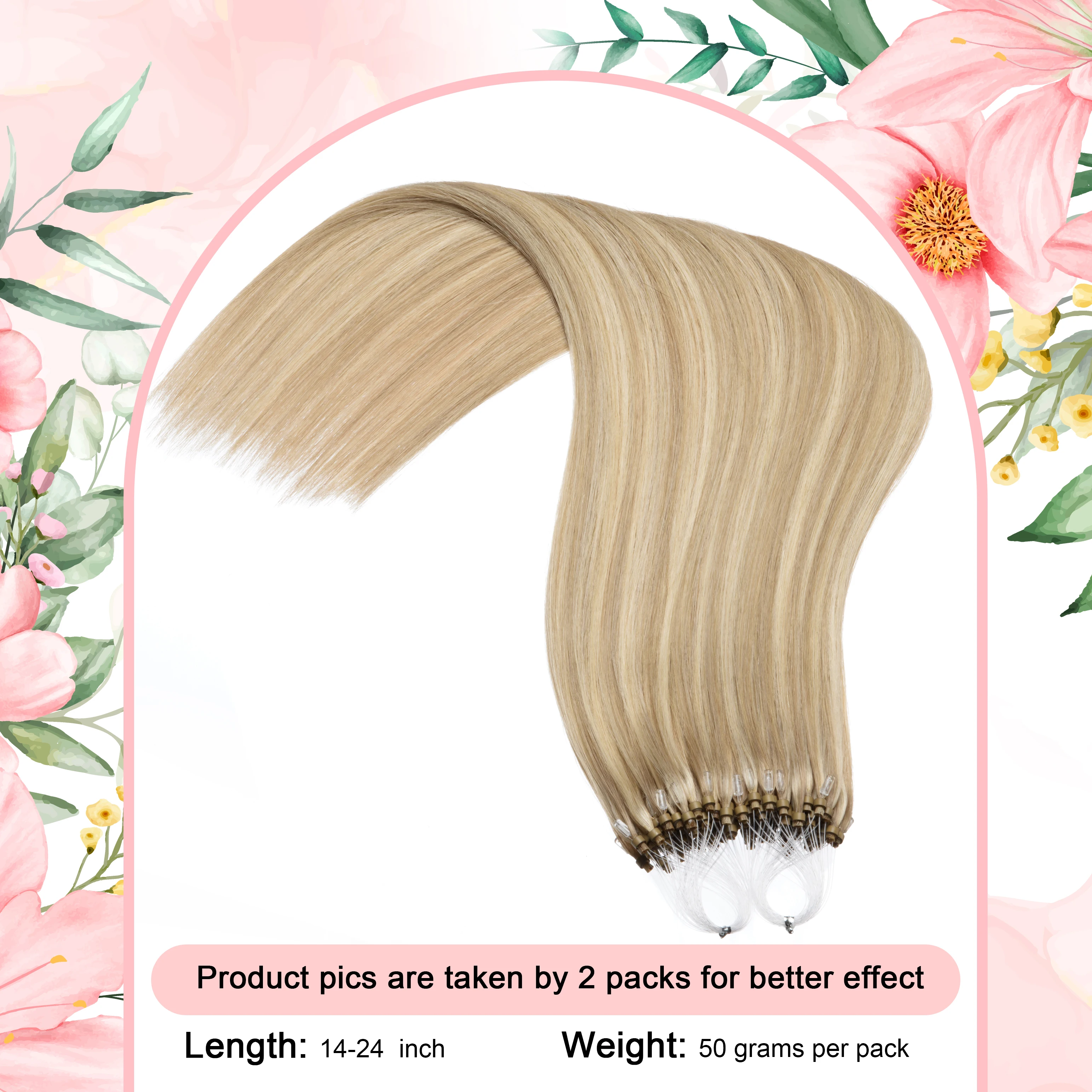22 Inch Long Straight Micro Loop Human Hair Extensions 50g Micro Beads Hair 1g/s Ombre Color Ring Extensions