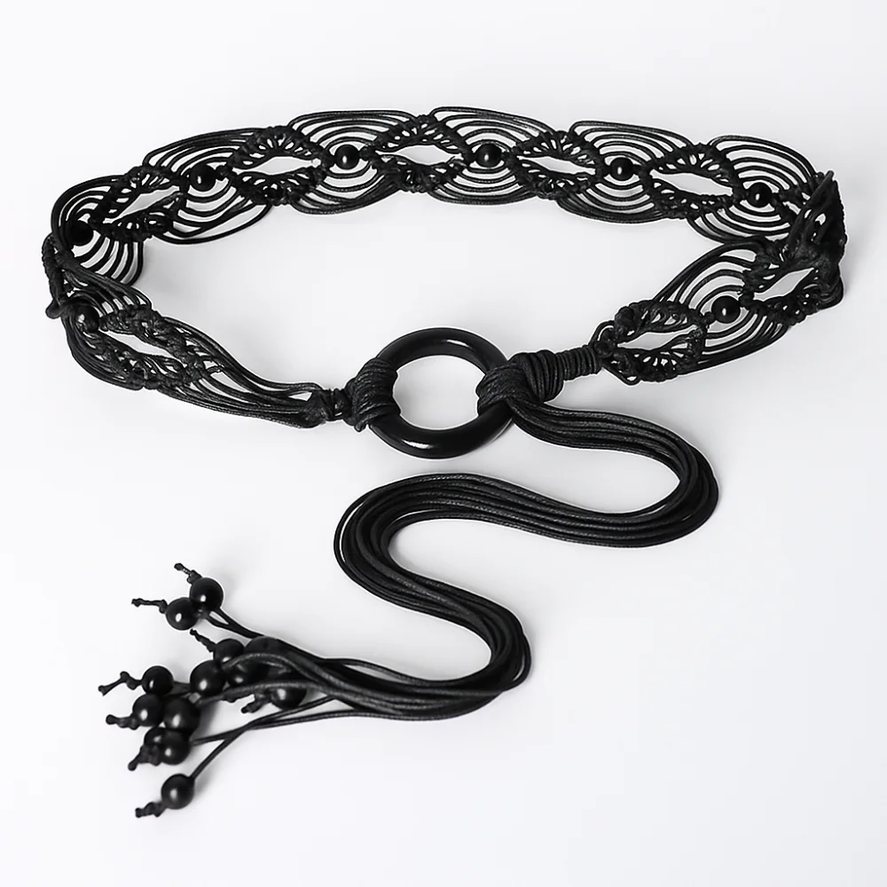 Braided Cotton Belt for Women Bohemia Style Adjustable
