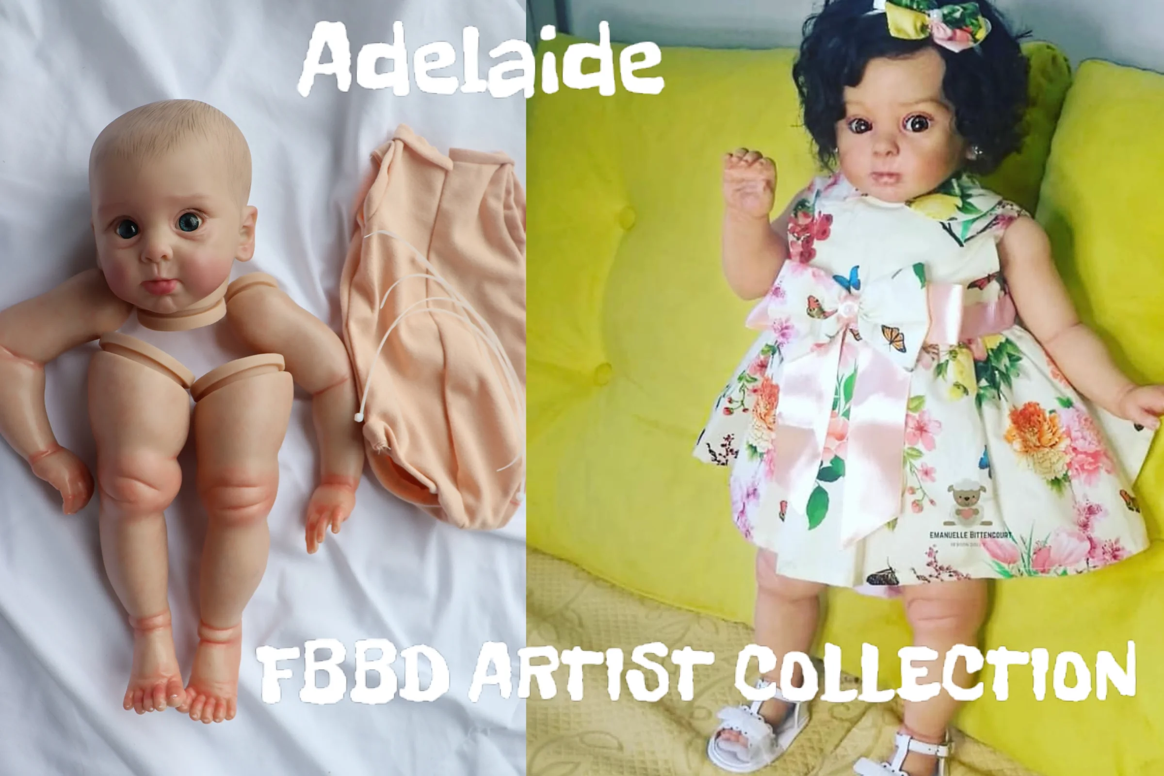 

FBBD Artist Collction24inch Alreafy Painted Reborn Baby Doll Adelaide With Hand-Rooted Hair Unassembled Kit Dolls For Girl