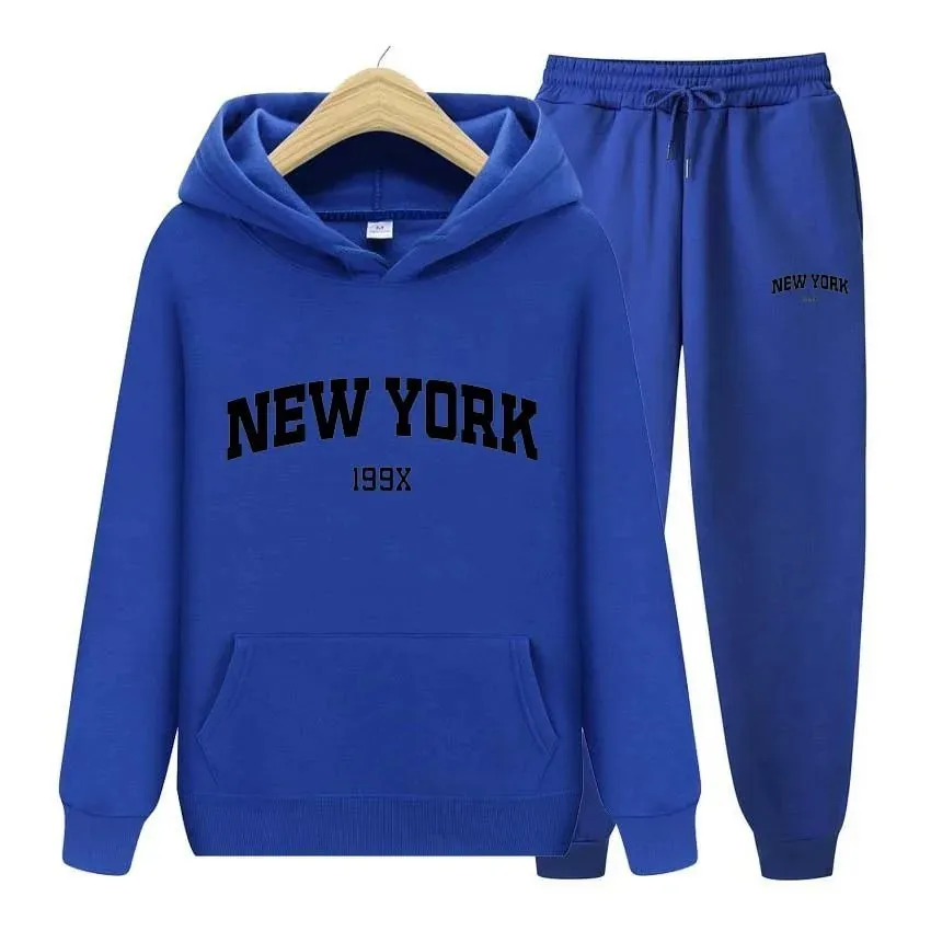 Spring and winter men's casual pullover hoodie hoodie + jogging pants two-piece fashion sports clothing big and strong