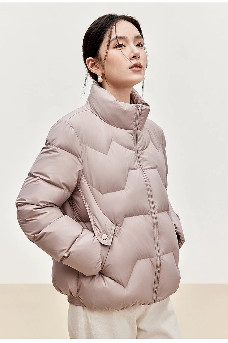 SENTUBILA Women's Short Down Puffer Jackets 2026 Light Weight Stand Neck Zipper Winter Duck Down Coat Female Clothing W44Y56637
