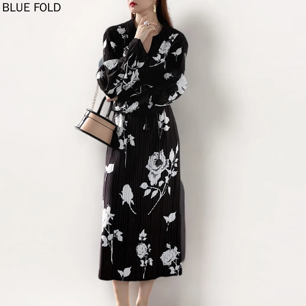 

Платье В курортном стиле женское, модное свободное платье миди средней длины в стиле High-end с принтом и рукавами-фонариками, на шнуровке