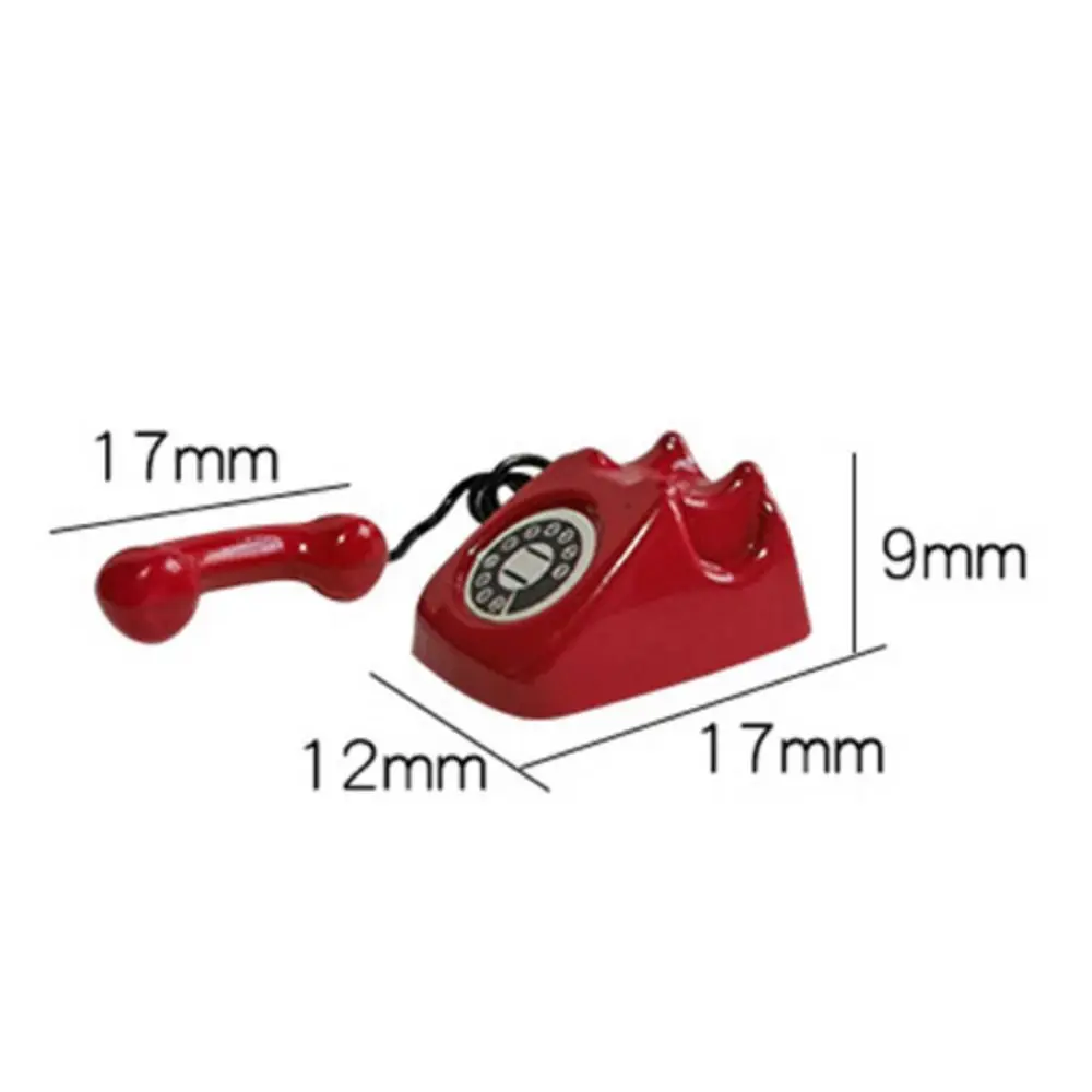 Retro Mini Fixed Telephone 1:12 Dollhouse Miniature Simulation Mini Phone Model Home Furniture Decor Children Pretend Play Toy 6