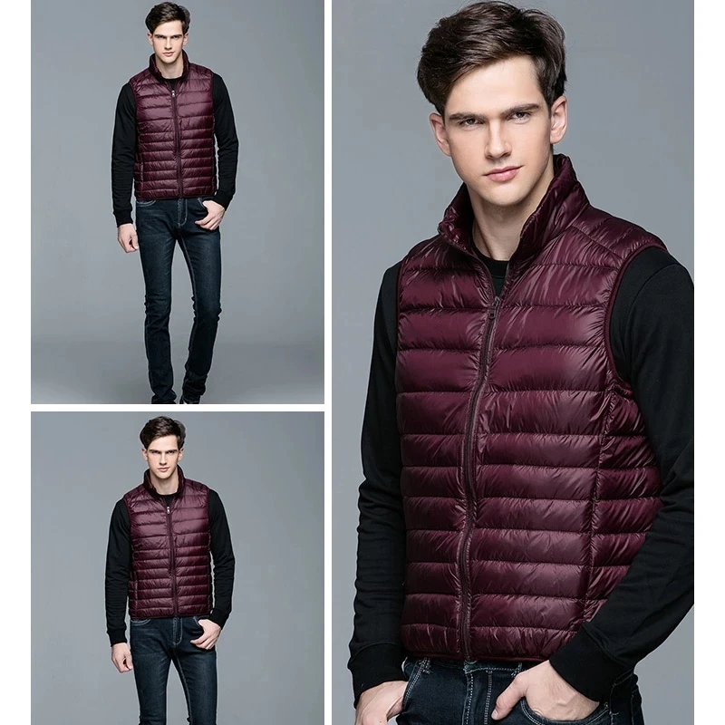 New Men's Winter Coat 90% White Duck Down Vest Portable Ultra Light Sleeveless Jacket Portable Waistcoat for Men