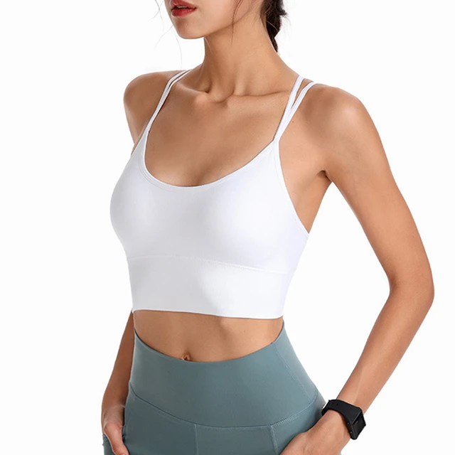 White Sport Bra Strappy Sports Bras For Women Sexy Crisscross Back