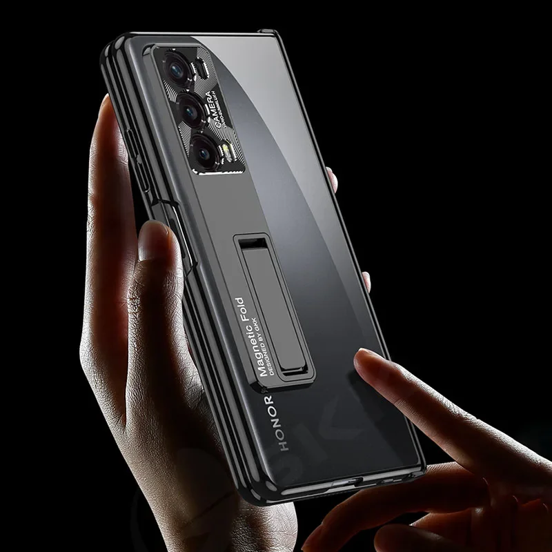 Luxury Plating Transparent Case for Honor Magic V2 Magnetic Hinge Outer Screen G