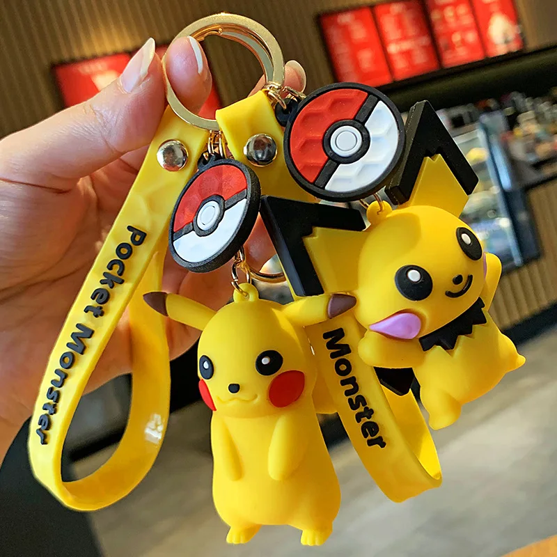 

Cartoon drop glue Pikachu key chain doll cute girl gift pendant couple bag key chain pendant children's gift