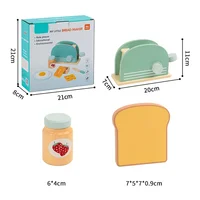 Wooden Toaster Toy Kids Bread Machine Kit Pretend Play Kitchen Toys Set Breakfast Educational Toys Gifts for Girls Boys 6