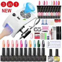 3 In 1 Nail Art Machine Set Nail Set with Gel Nail Polish Kit Poly Nail Set Nail Lamp Nail Drill Manicure Vacuum Cleaner Sets 1