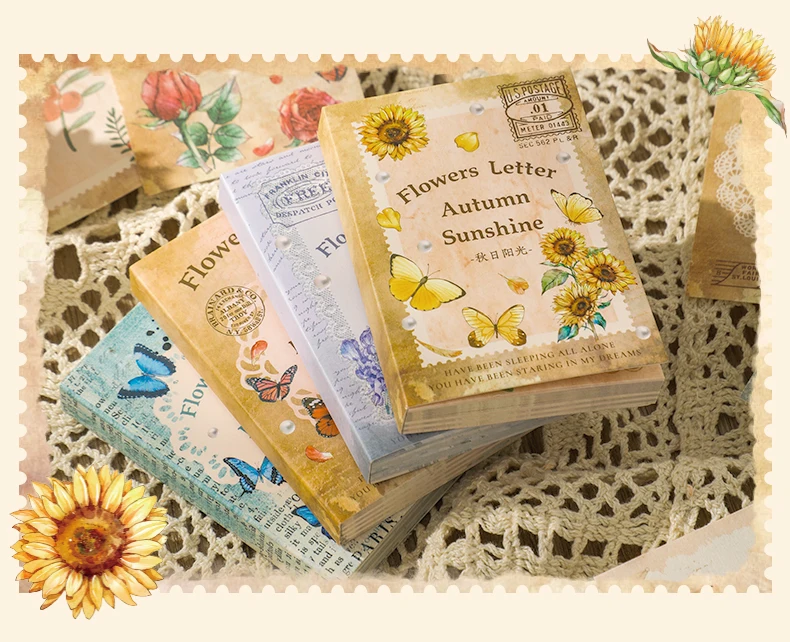 80 Blatt Blumen-Token-Serie, Retro-Pflanzen, Blumen, zerreißbare Notizen, kreatives Handbuch, Dekor, Tagebuch, Sammelalbum, ästhetisches Bastelpapier – Detail 2