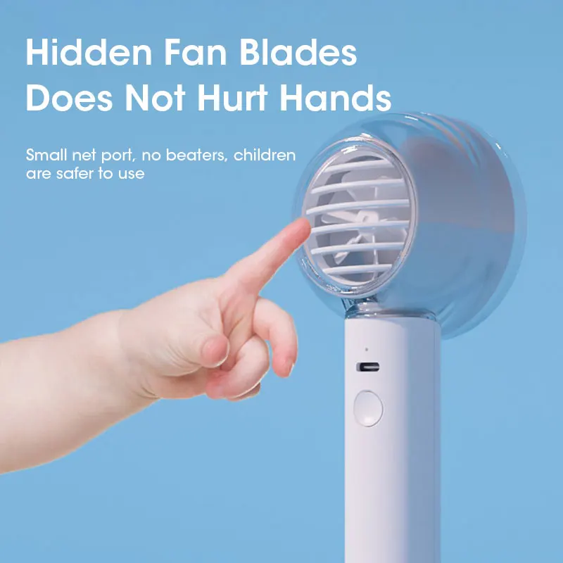 1200mAh Handheld Fan USB Rechargeable Small Desk Fan Portable Cooling Cooler Fan For Home Office Travel Mini Silent Fan