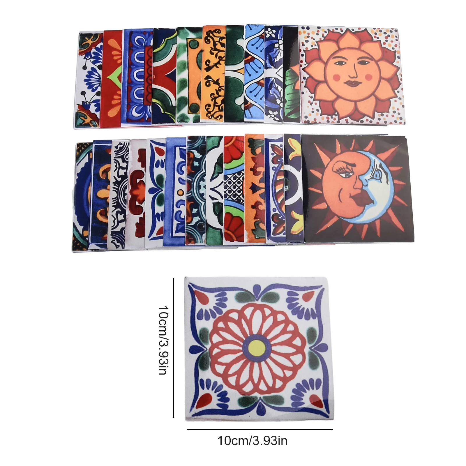 셀프 접착 타일 벽 스티커, 빈티지 셀프 스틱 벽 스티커, 욕실 주방 방수 타일 데칼, 홈 데코, 24 개 