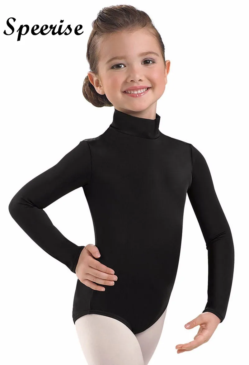 Speerise Girls Spandex Long Sleeve Turtleneck Ballet Gymnastics Leotards for Kids Toddler Dance Costumes одежда для танцев speerise womens high neck sleeveless unitard silver shiny metallic dance leotards bodysuits spandex gymnastics leotard