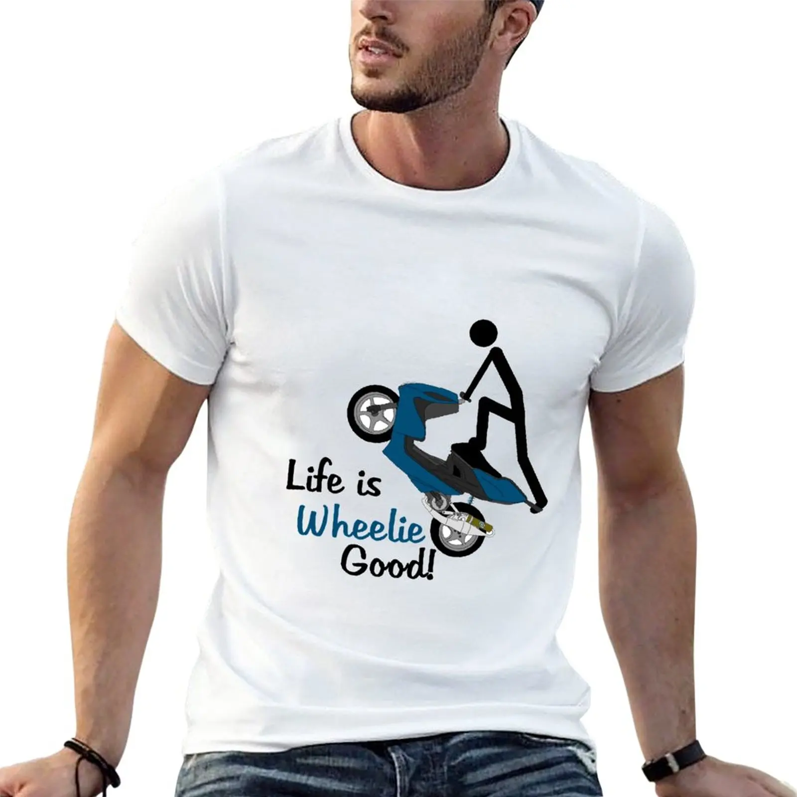 Life Is Wheelie Good, Gift For Stunter, Biker, Aerox Scooter Moto Tuning Stunt Wear T-Shirt