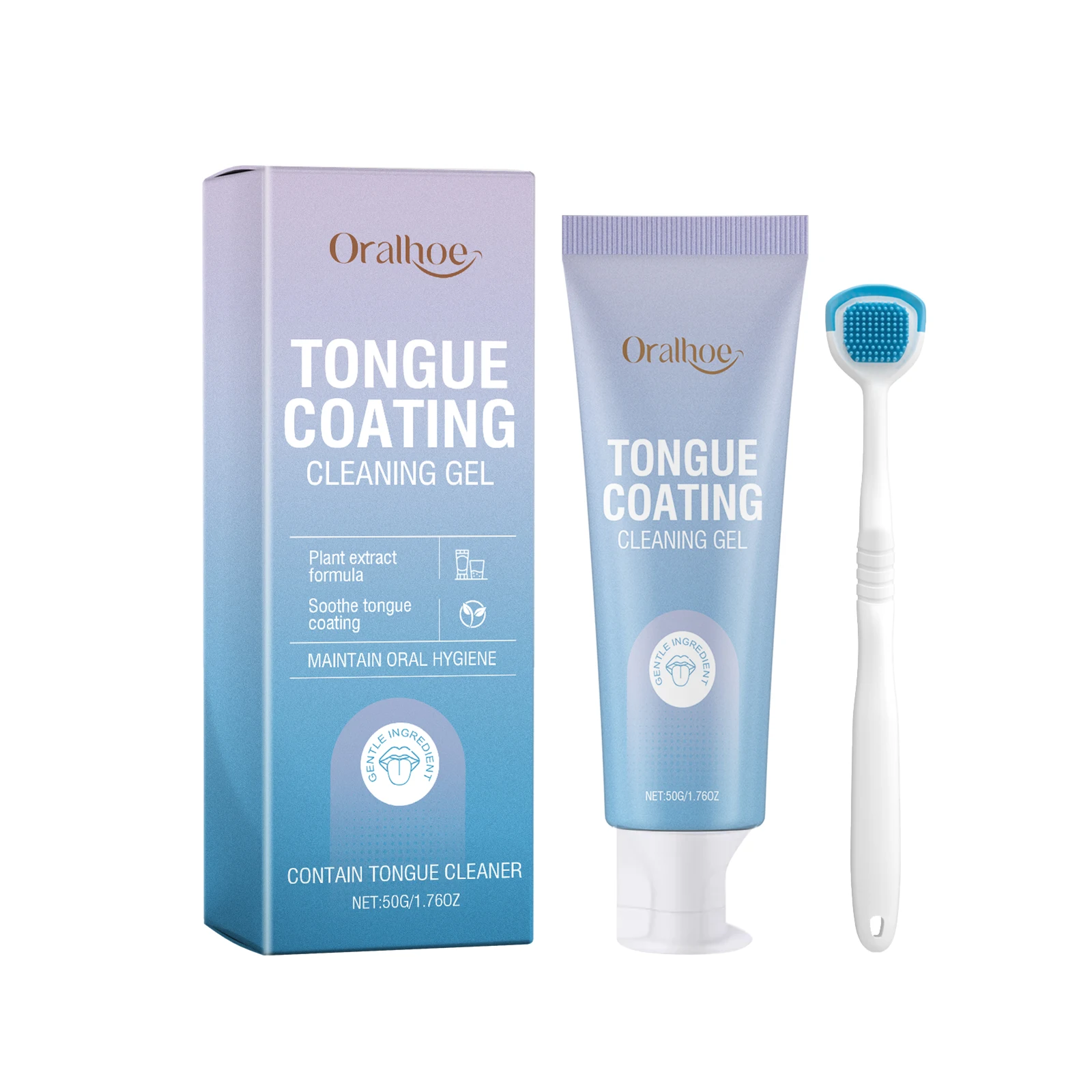 Tongue Cleaner For Remove Tongue Coating Inhibit Oral Bacteria Improve Bad Breath Freshener Tongue Cleansing Gel Toothbrush Set
