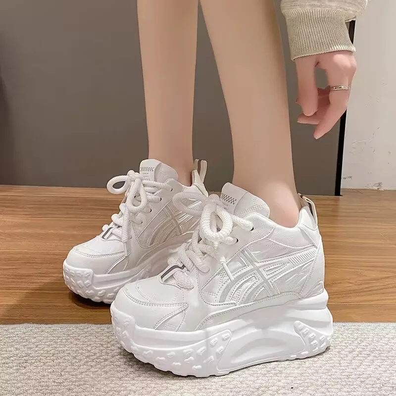 Platform Womens Vulcanized Shoes Breathable Women Sneakers Lace-up Ladies Casual Shoes Classic Chunky Women Shoes Tenis De Mujer