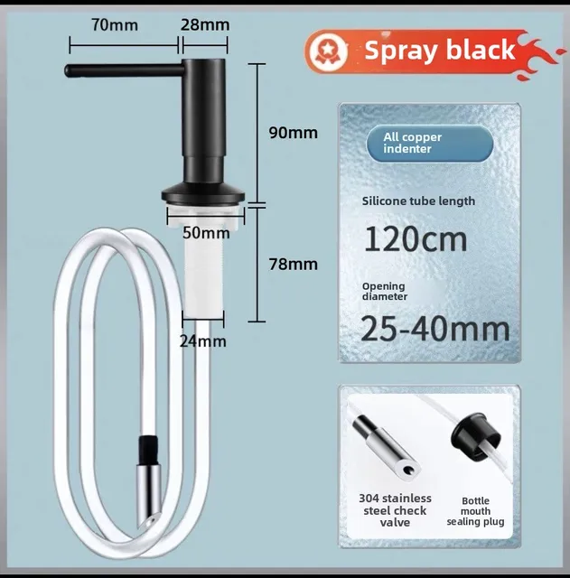 เครื่องจ่ายสบู่อ่างล้างจานเครื่องจ่ายสบู่อ่างล้างจานพร้อมถาดตะขอหลอดขยายผงซักฟอกเคาน์เตอร์ล้างจานสบู่เหลว Dispe 5