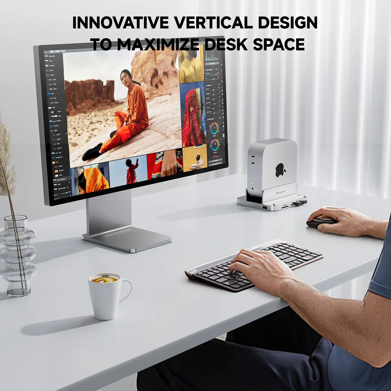 Minisopuru 8 w 1 Mac Mini M4 Dock Stand z obudową M.2 NVMe