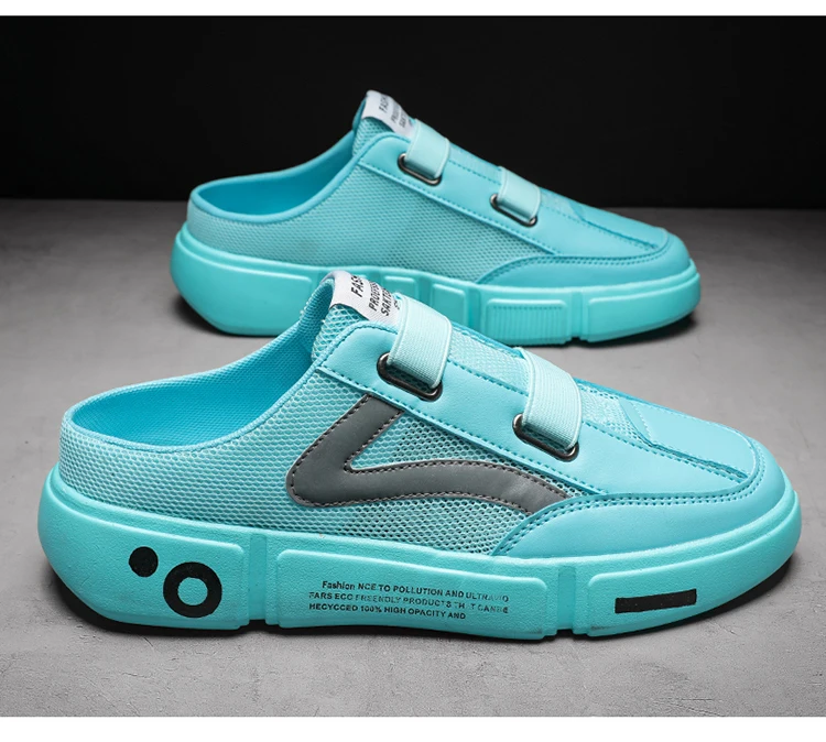 Summer Youth Trend Slipper Mesh Half Slippers Men's Casual Shoes Fashionable Light Comfortable And Breathable_voghion.com