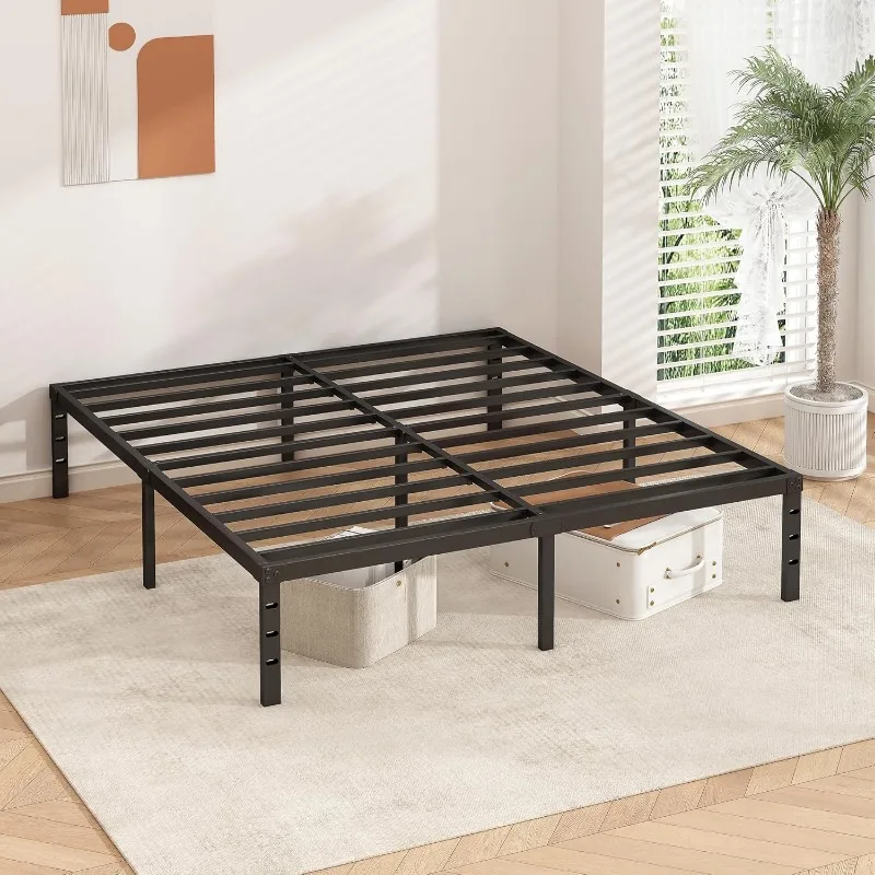 Metal Platform Bed Frame 18 Inch Tall Bed No Box Spring Needed,Queen Size Bed with Heavy Duty Strong Support Slats 6