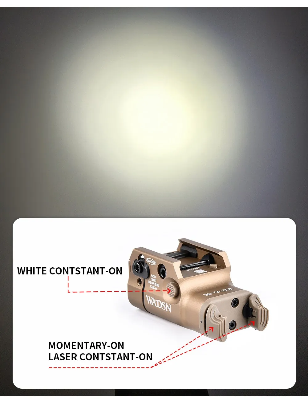 Tactical Ultra-Compact XC2 LEDFlashlight Red Green Laser XC1