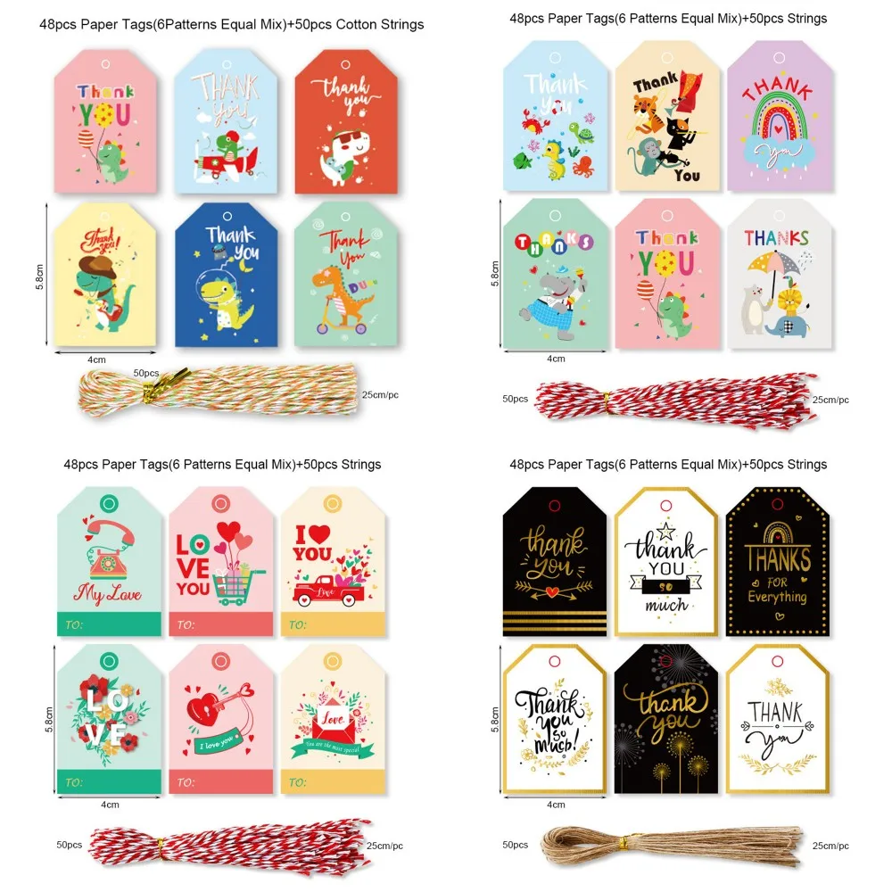 48 stücke Dionsaur Papier Tags Cartoon Tier hängen Tag Handwerk DIY Geburtstag danke Etiketten Party Geschenk Verpackung Tag hängen Tags – Detail 7