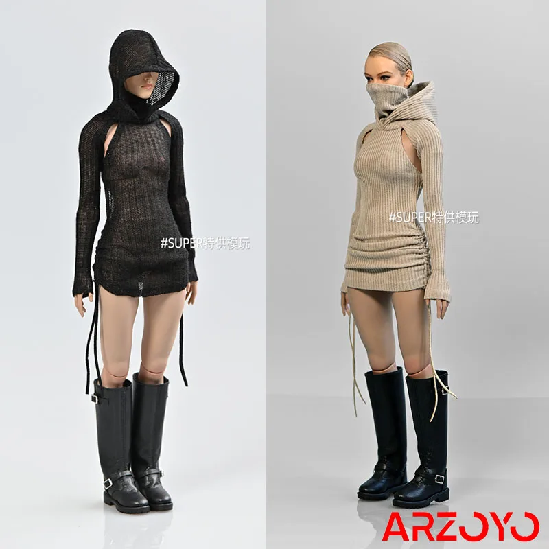 

1/6 Scale Female Assassin Hooded Sweater Dress Backless Hoodie Clothes Model Fit 12'' JO TBL Worldbox Soldier Action Figure Body