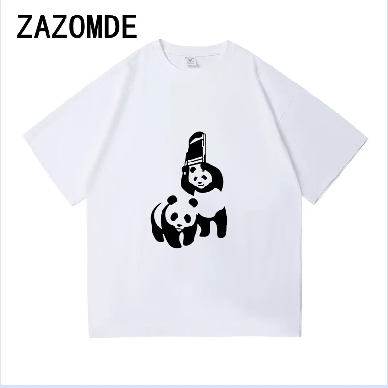 

ZAZOMDE Spring Summer Funny Panda Print T-shirt Men Oversized Casual T Shirts For Male Hip Hop Tees Unisex Short Sleeve Tops Men