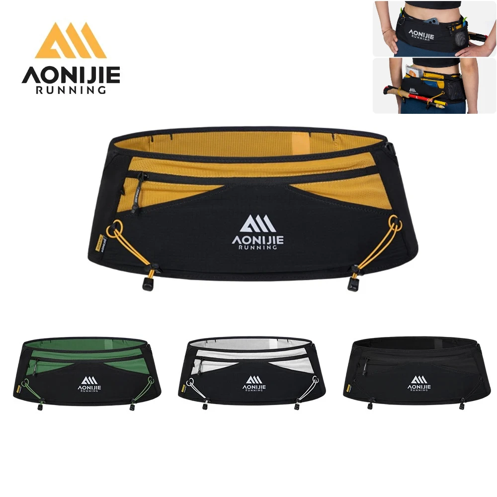 AONIJIE W8141 Outdoor Running Belt Bag for Jogging Woman Man Waist Pack Bag with 500ml Water Bottle Soft Flask