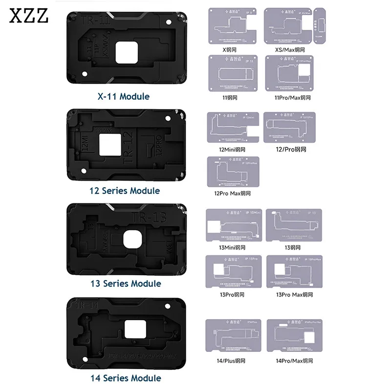 XZZ 18 IN 1 BGA Middle Layer Reballing Stencil Plant Tin Platform