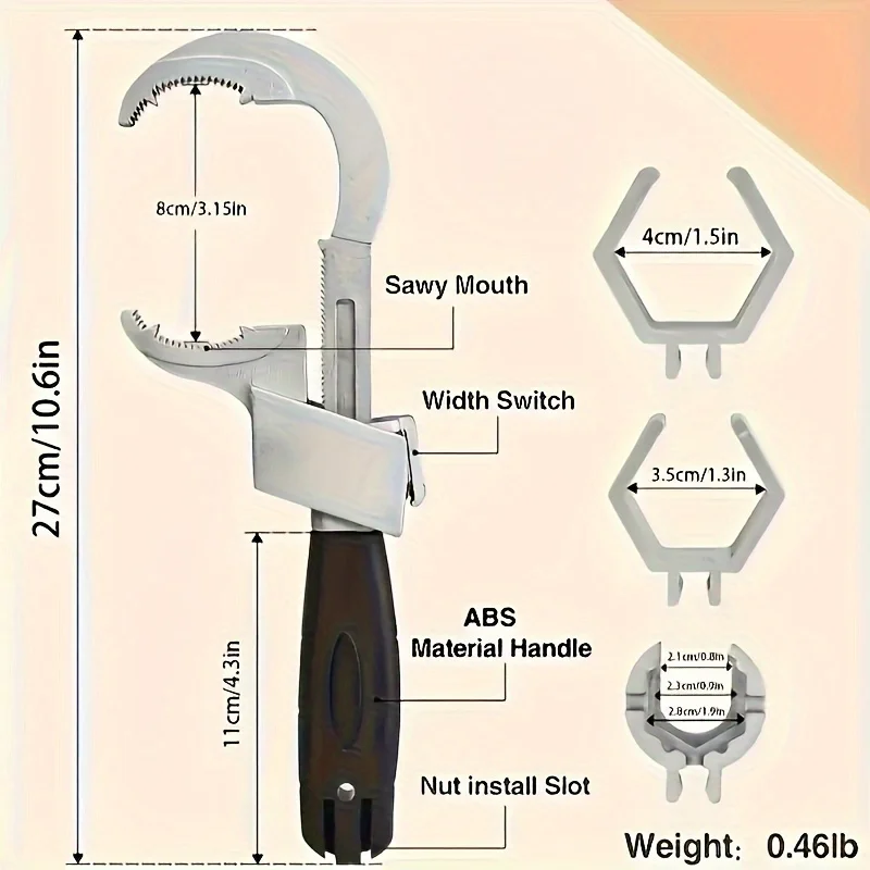 AIRAJ Adjustable Bathroom Wrench Opening Spanner Sink Pipe Wrench For Faucet Sewer Water Pipe Plumbing Faucet Wrench Repair Tool 3