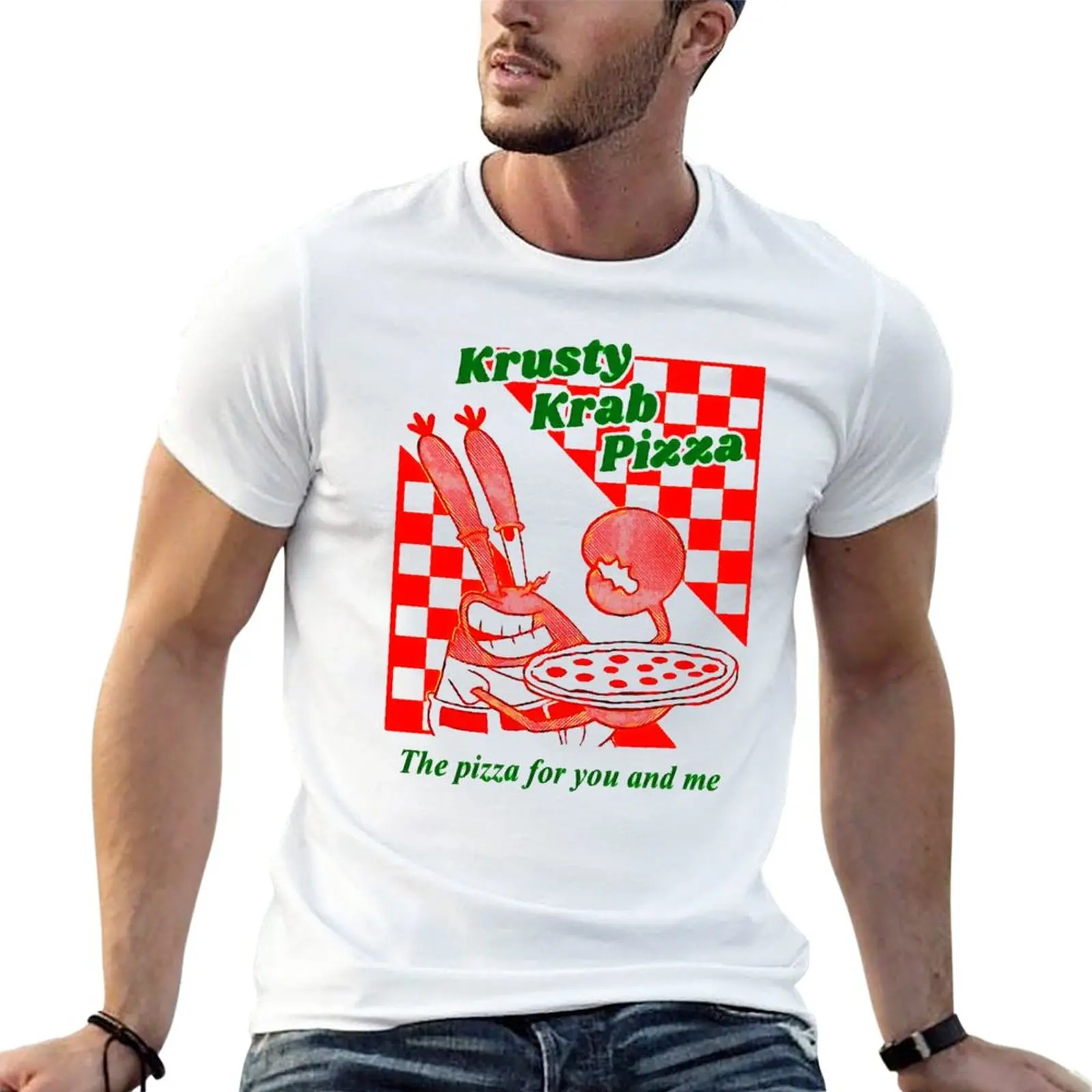 

Новинка, крусти краб, футболка с пиццей, винтажная одежда, футболка на заказ, мужские смешные футболки