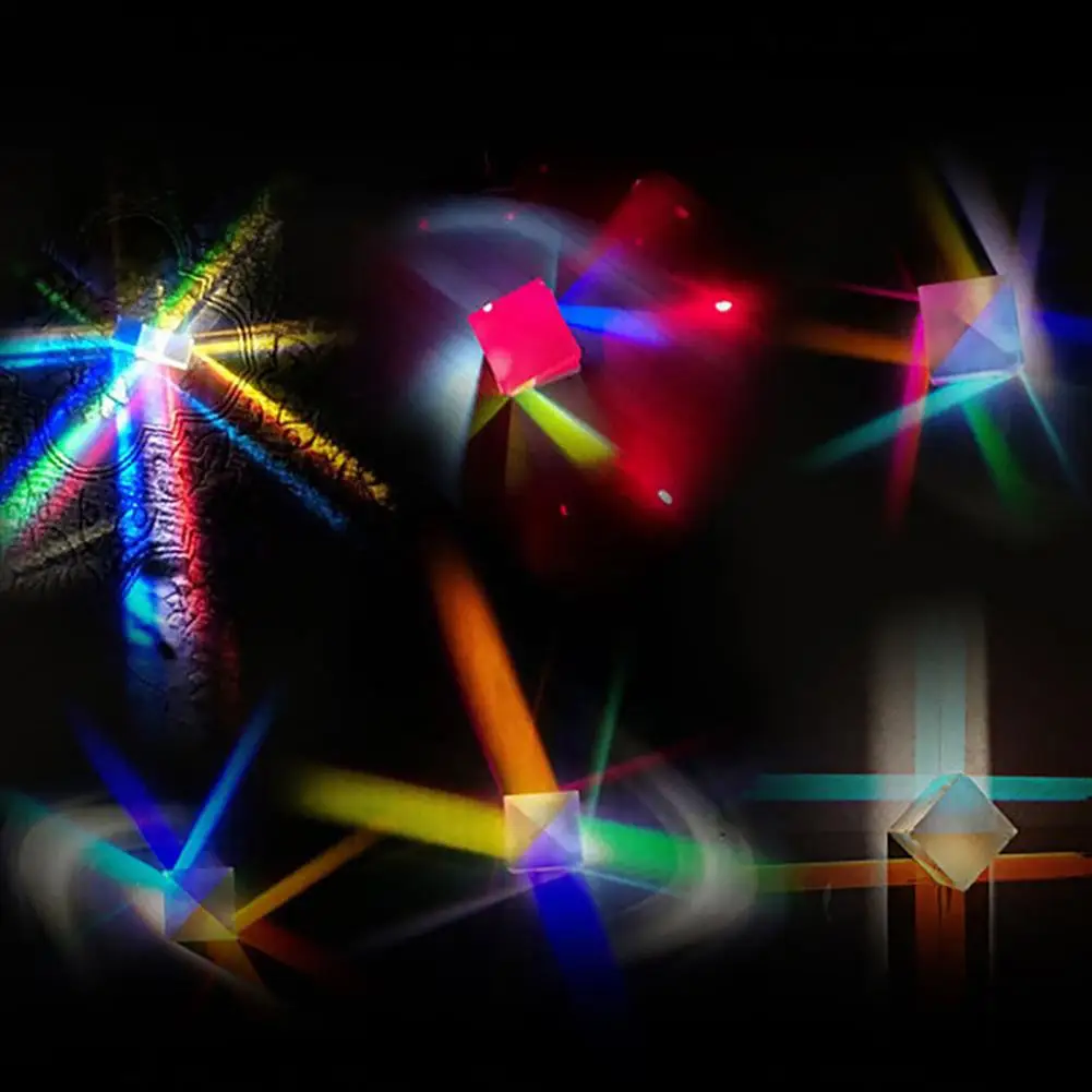 Physics Optical Glass X-cube Dichroic Cube Prism RGB Combiner Splitter Educational Gift Class Physics Educational Toy