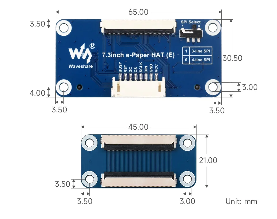 e-Paper Driver HAT, outline dimensions