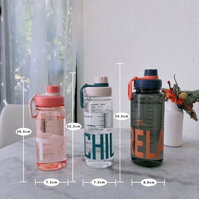 0.6L/0.8L/1L Large Capacity Water Bottles Plastic Leak Proof Travel Kettle Lightweight with Handle Strap Clear Drink Bottle 6