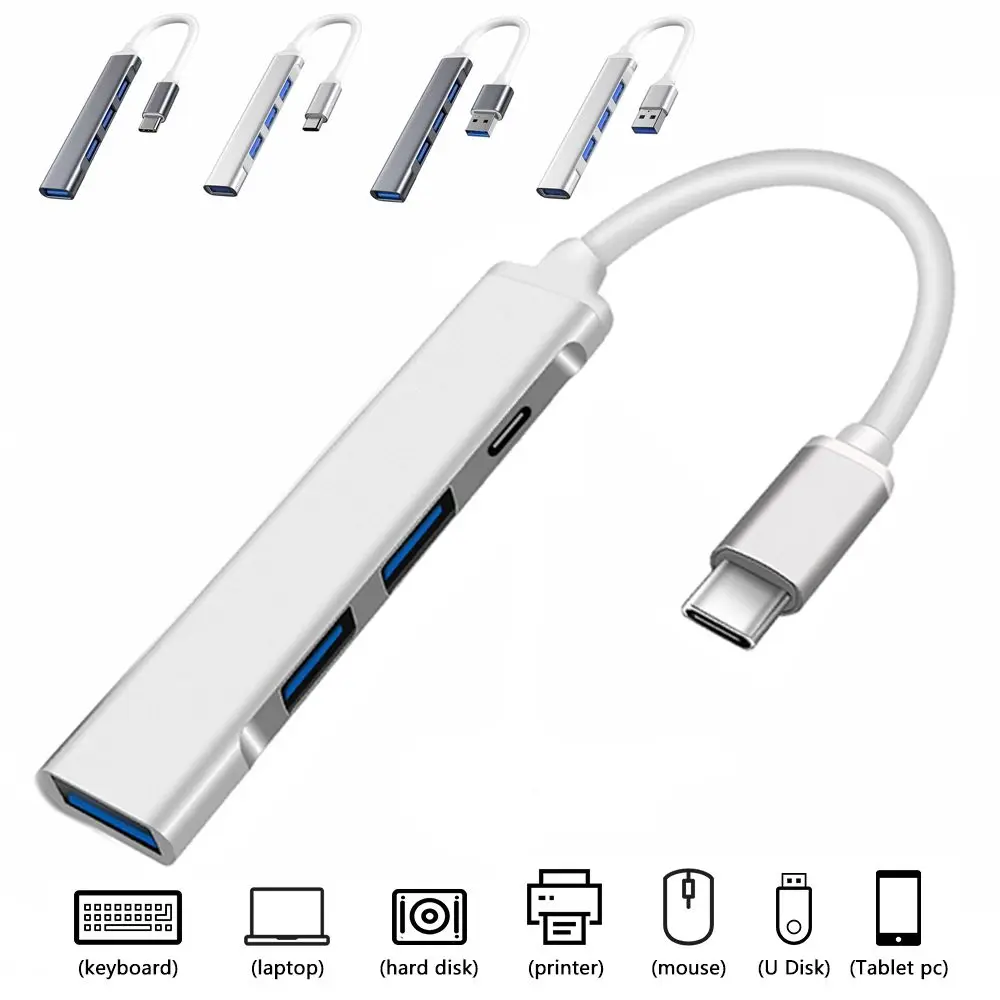 Usb C Hub 3.0 Type-C Dock Station 4 Porte Usb Splitter Expander Adattatore Otg Per Macbook Air Pro Dell Lenovo Laptop Pc
