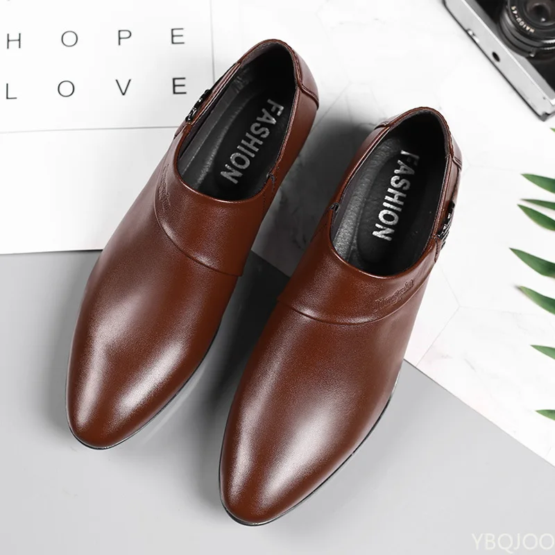 Men's Patent Leather Shoes Business Dress Shoes Elegant Gentleman Platform Leather Shoe Slip on Shoe Man Zapatos De Hombre