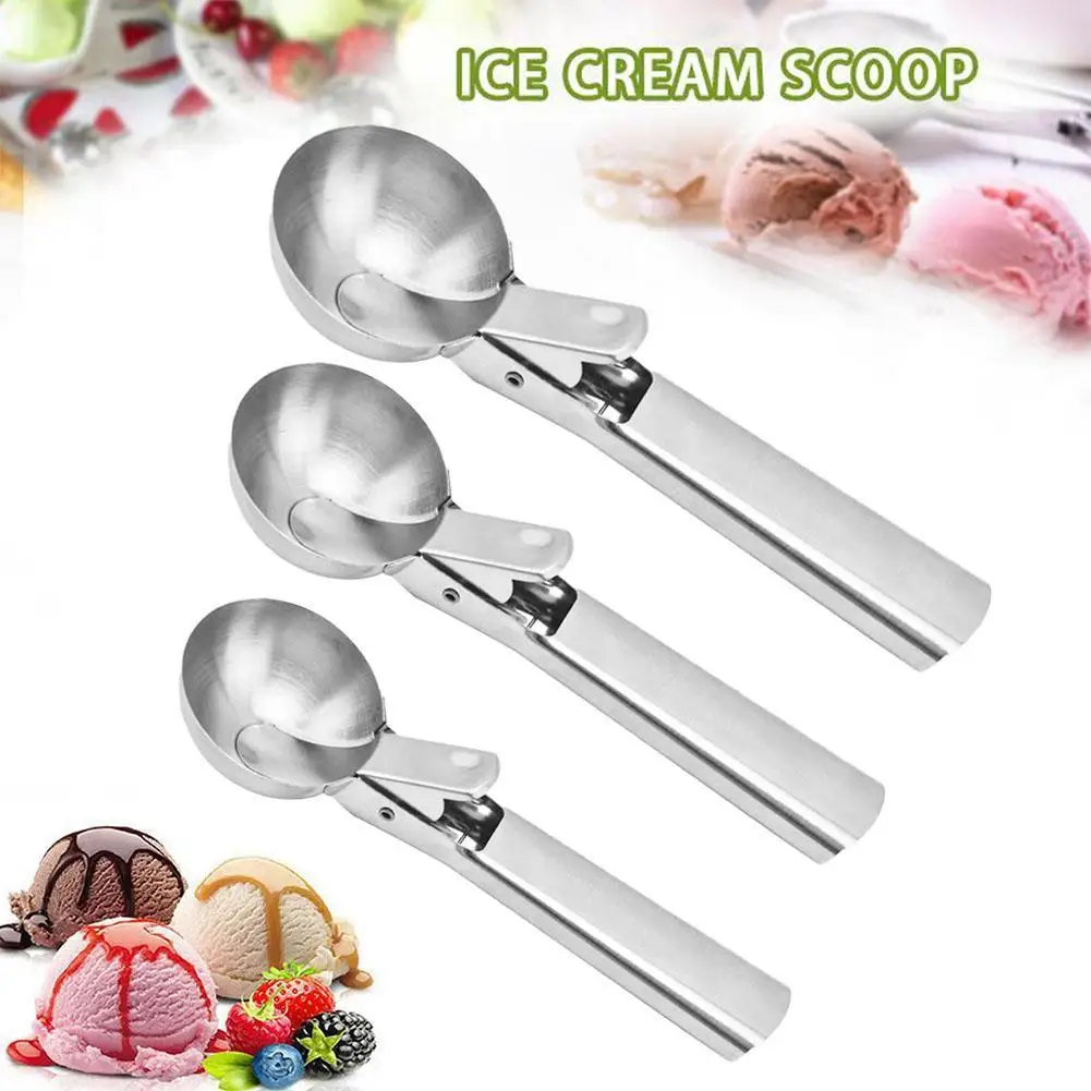 3Pcs Ice Cream Scoop Cookie Scoop Set Baking Steel Ice Cream Scooper Portion Scoop Dishers Scoops Cupcake