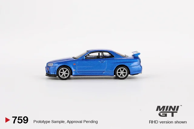 MINIGT 759 In Stock 1:64 Skyline GTR R34 V SPEC Bayside Blue