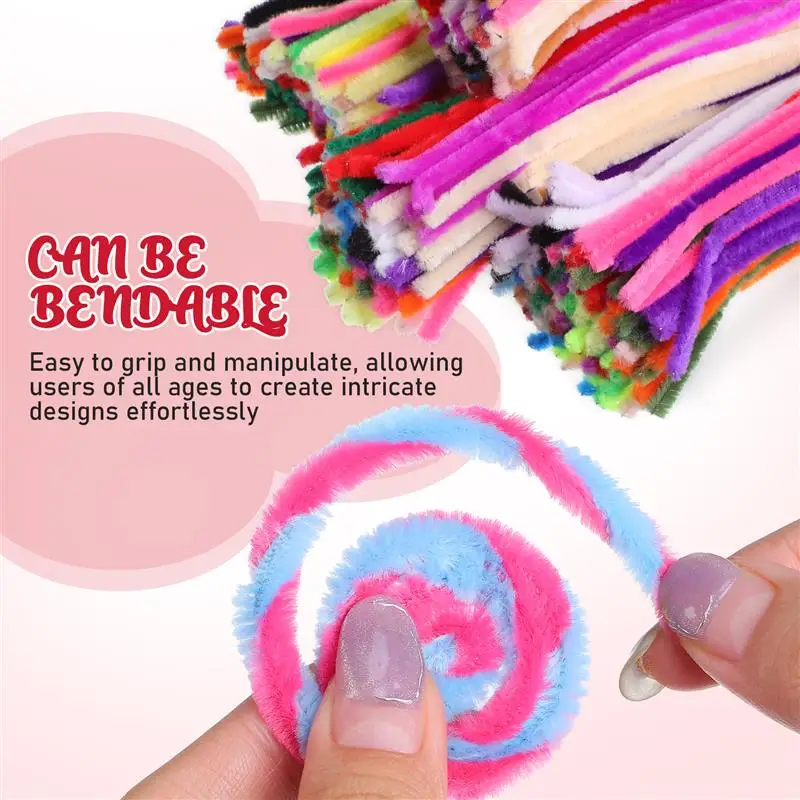 400 pcs Flexible Fuzzy Twisting Sticks Bendable Chenille Stems For DIY Crafts Handmade Flower Supplies